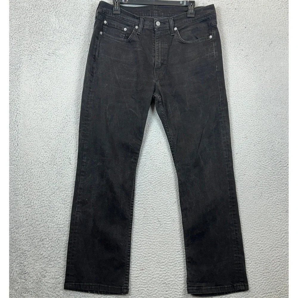 Levis 514 Jeans Mens 36X30 Straight Fit Black Red Tab Stretch Denim 5-Pocket EUC